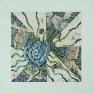 Cœur bleu (Les âmes), technique mixte, 2006